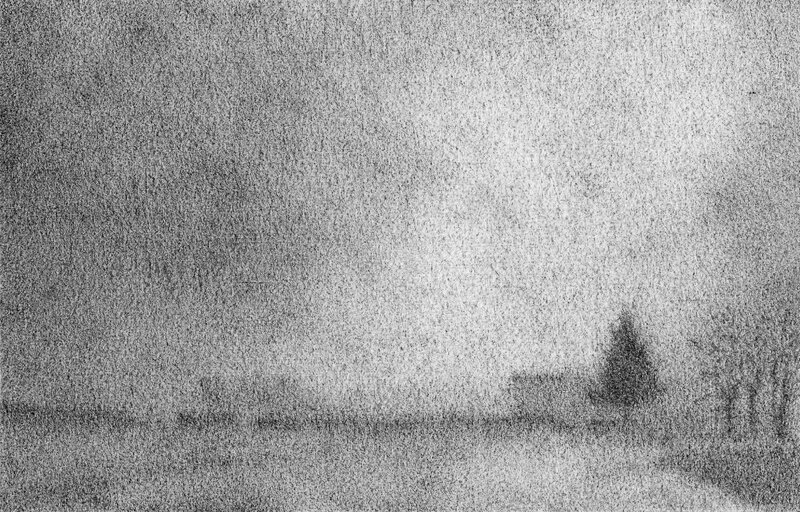 Brouillard à Wasteland I, stylo bille sur papier, 5,4x8,5, 2017