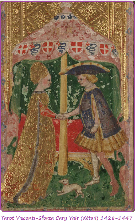 carte Amoureux détail- Tarot Visconti-Sforza Cary Yale - 1428-1447