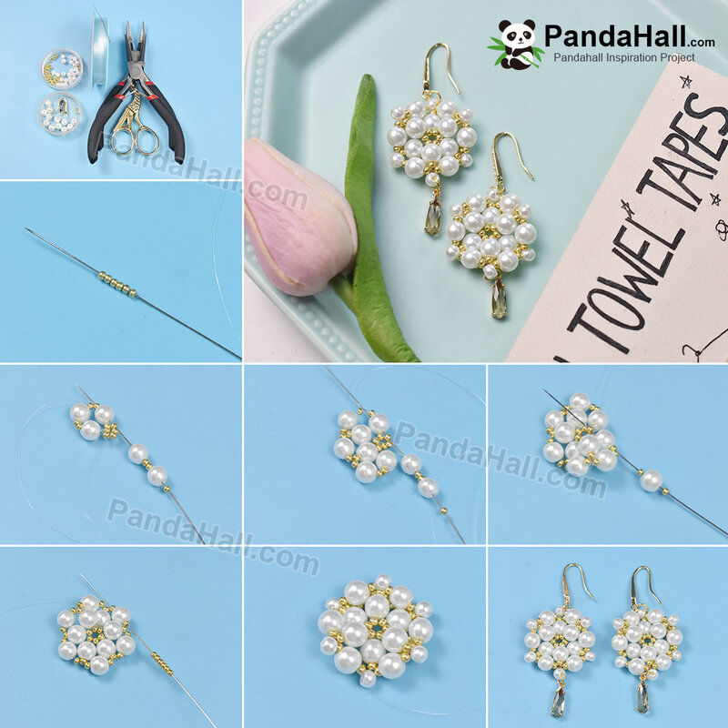 1080-PandaHall Idea on Round Pearl Beaded Earrings