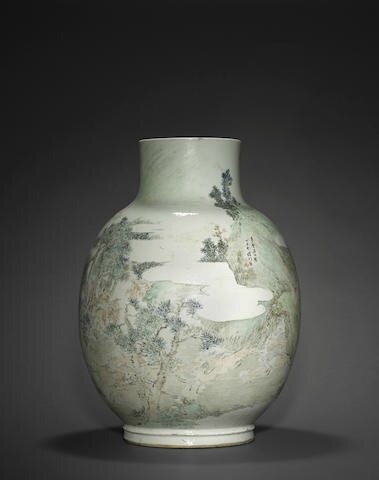 A massive qianjiangcai enameled 'Hundred Deer' vase, Cheng Men (1833-1908), dated by inscription to 1877