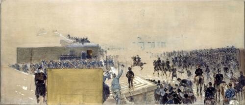 Binet, la sortie (esquisse hôtel de ville, 1889)