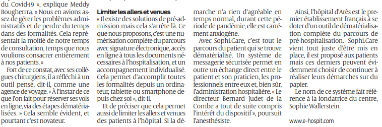2020 05 19 SO A Arès des démarches hospitalières en un seul clic2