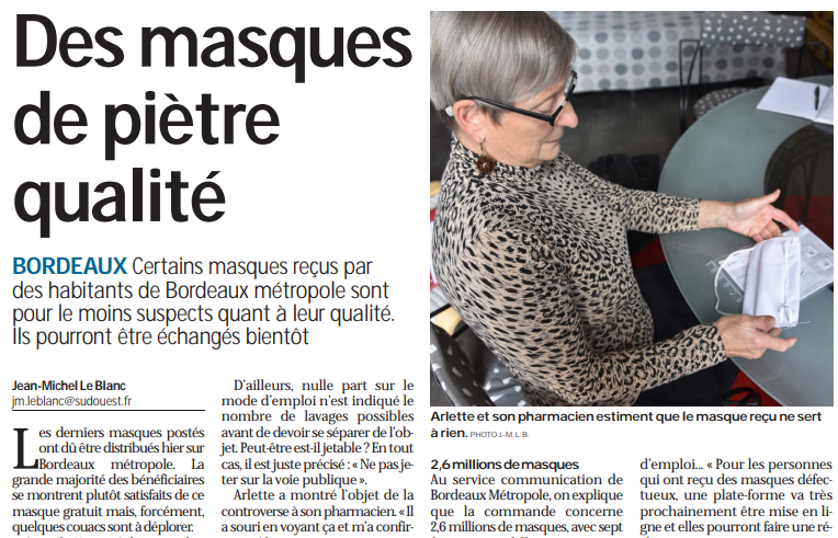 2020 05 16 SO Des masques de piètre qualité