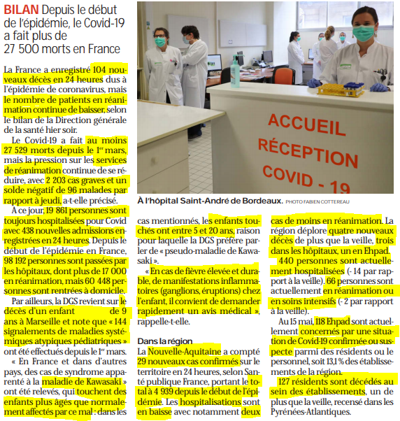 2020 05 16 SO Le nombre de patients continue de baisser dans les hôpitaux2