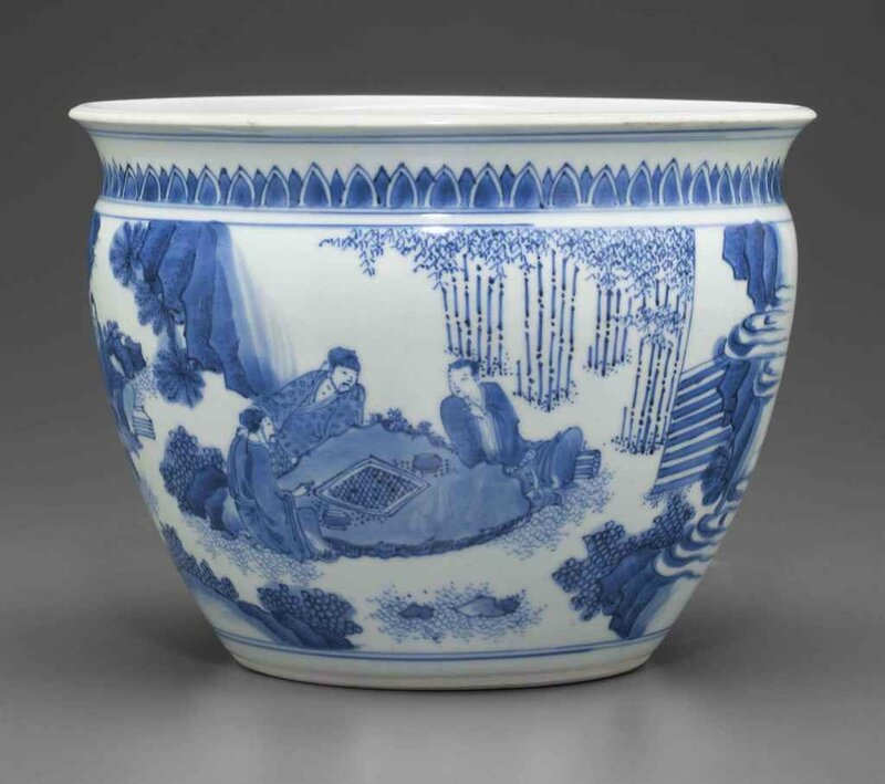 A blue and white jardinière, Transitional period, circa 1640-1650