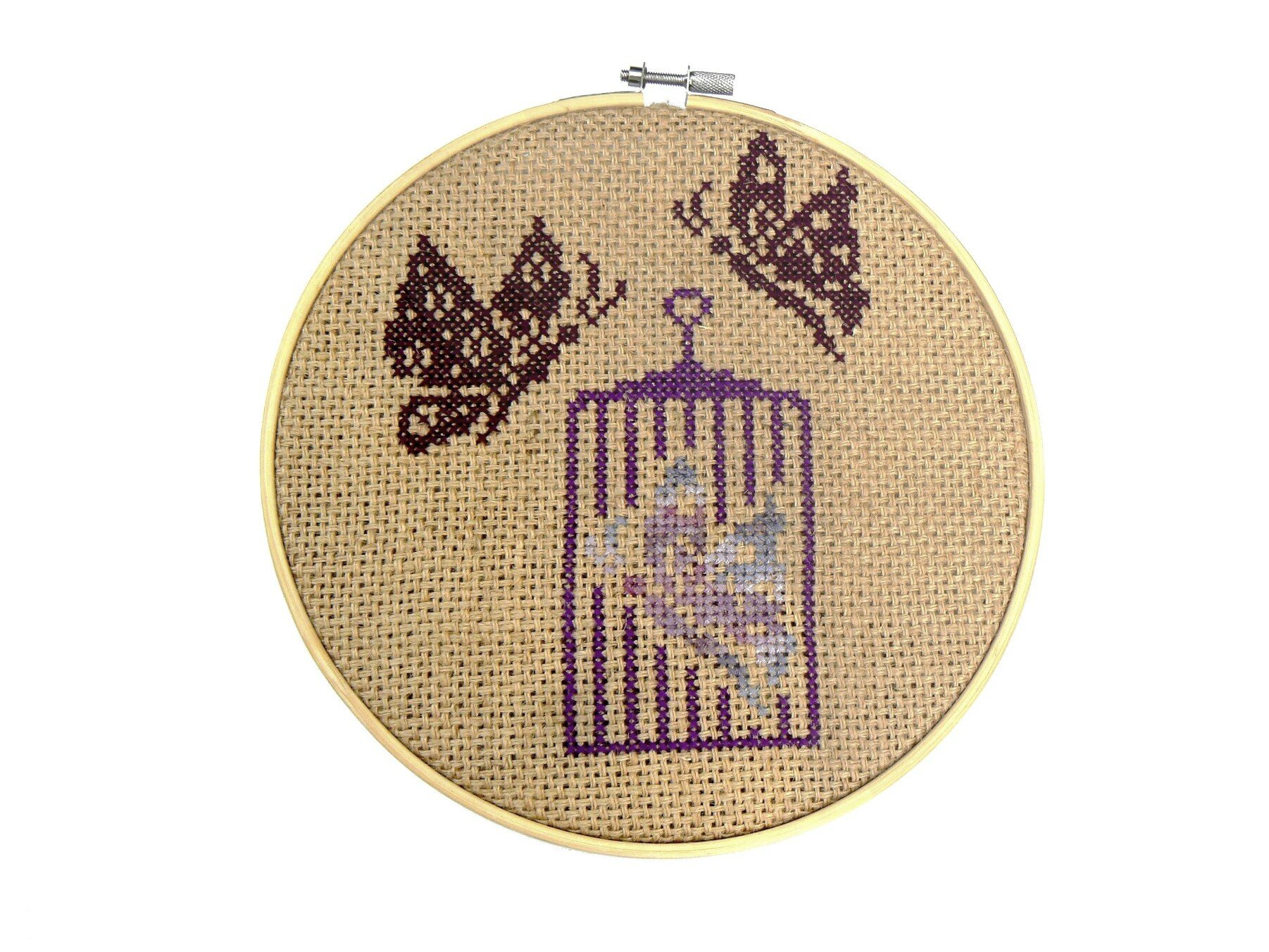 CAGE PAPILLONS SUR JUTE