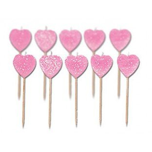 10-bougies-coeur-rose-pailleté