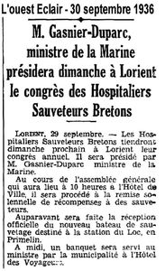 CH12 - Article de presse - Ministre a Lorient - Bateau de sauvetage CV de Kerros