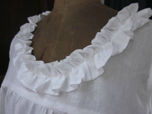 Robe Brune en lin blanc - rallongée de 15 cm - taille 58 (5)