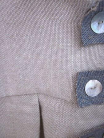 manteau en lin beige et bleu à pattes (4)