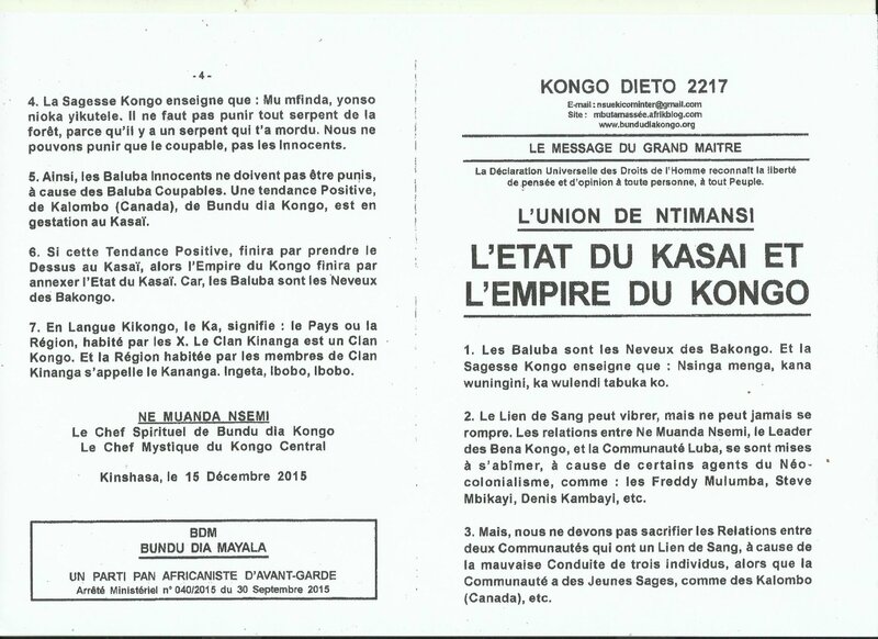 L'ETAT DU KASAI ET L'EMPIRE DU KONGO a