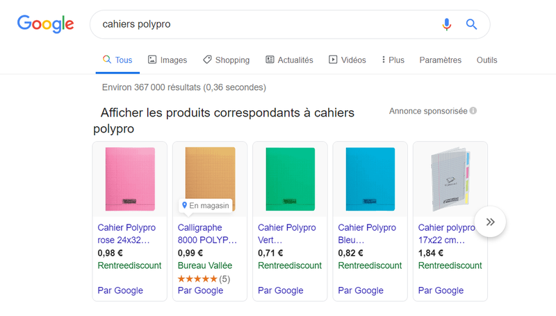 recherche google cahier polypro