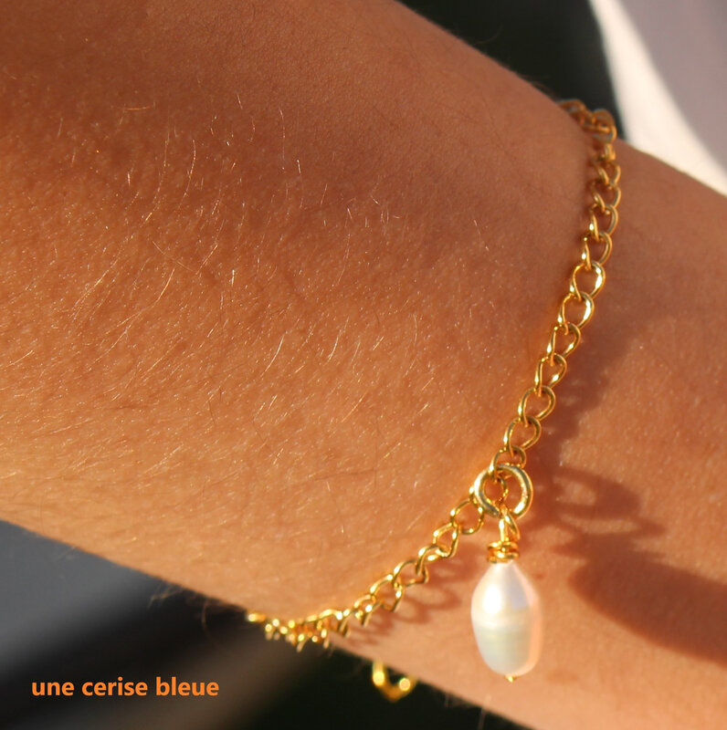 bracelet chaine et perle d eau douce