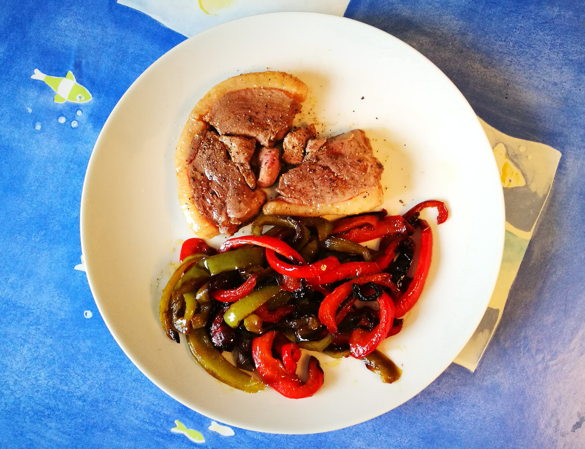 Menu sur place, tournedos canard d'Ahate Hazlea, poivrons