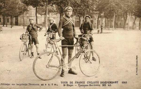 CPA Tour de France Peugeot Wolber 1910 9ème étape Toulouse Bordeaux