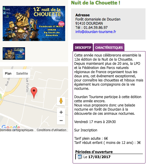 Extrait du Site Officiel de l'Office de Tourisme de Dourdan