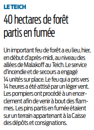 2019 02 24 SO Le Teich 40 hectares de forêt partis en fumée