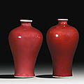Two <b>Copper</b>-<b>Red</b> <b>Glazed</b> Meiping, Qing Dynasty, 18th Century