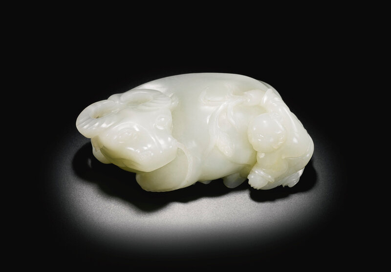 A fine white jade ‘Boy and Buffalo’ group, Qing dynasty, Qianlong period (1736-1795)