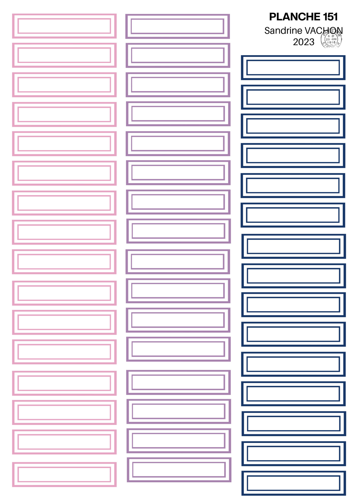 PLANCHE 151 rose mauve bleu foncé