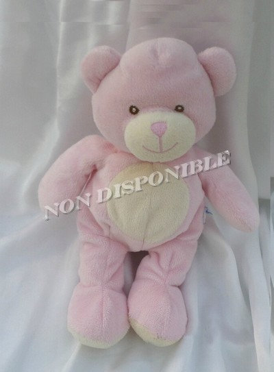 Doudou Peluche Ours Rose Et Blanc Gipsy