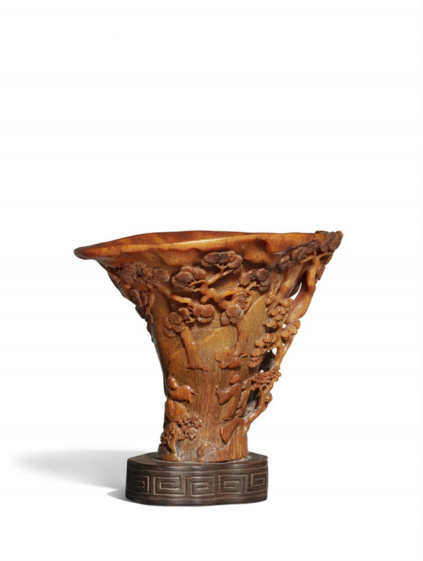 An elegant and tall rhinoceros horn libation cup