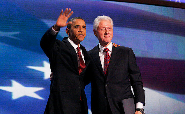Barack Obama and Bill Clinton at 2012 democratic convention