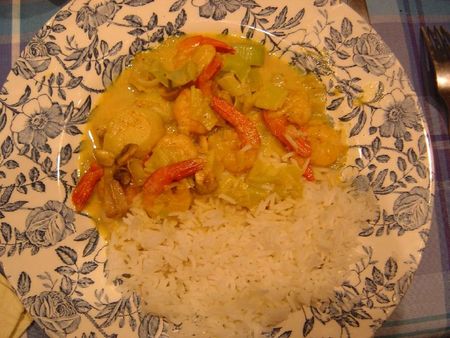 sauté grosses crevettes au curry