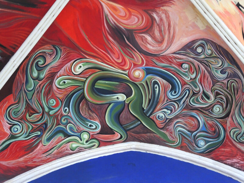 Le Menoux, église Notre-Dame, peintures, voûte, détail