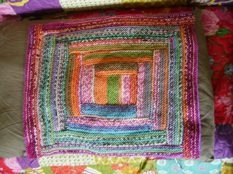 coussin logcabin tricot