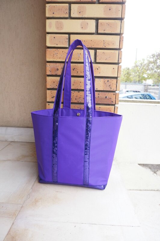 sac à paillettes-sequins-violet-fait main-couture-byodily-cabas-grandes anses
