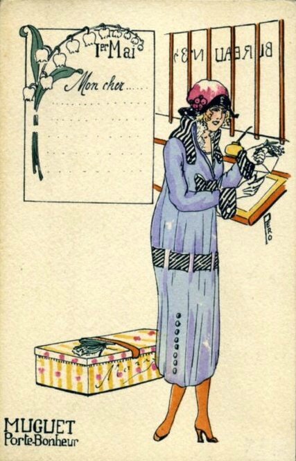 CPA Muguet 1er mai Femme 3