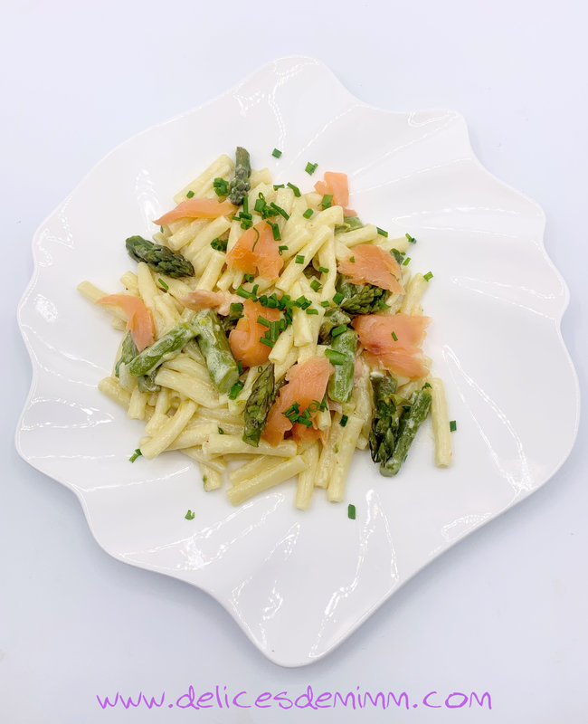 Pâtes au saumon fumé et aux asperges vertes 2
