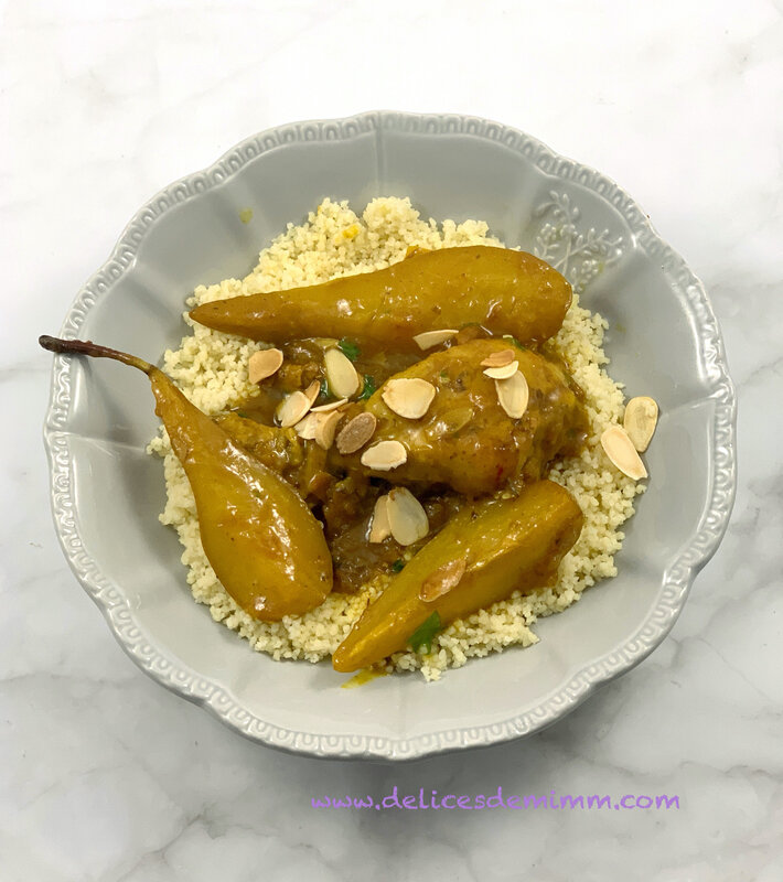 Tajine de poulet aux poires caramélisées 4