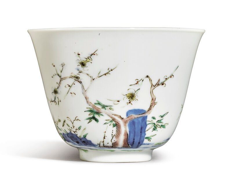 A famille-verte 'Prunus' month cup, Kangxi mark and period (1662-1722)