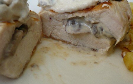 Escalopes de poulet farcies aux champignons et camembert