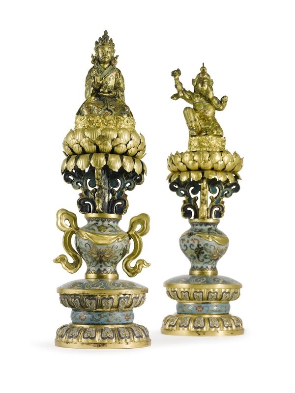 Two important and rare Imperial Chinese cloisonné Buddhist altar pieces, Qianlong period (1736-1795)