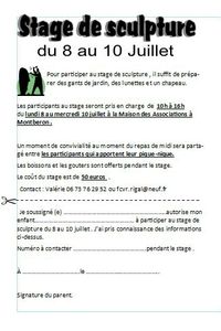 fiche de rensignements stage de sculpture 2013