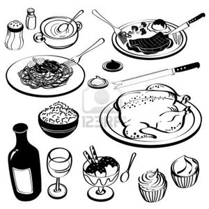 8513526-diner-repas-aliments-ensemble-spaghetti-soupe-de-riz-au-poulet-bifteck-de-vin