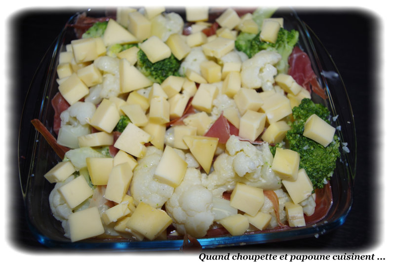 gratin chou-fleur, brocolis et jambon-1432