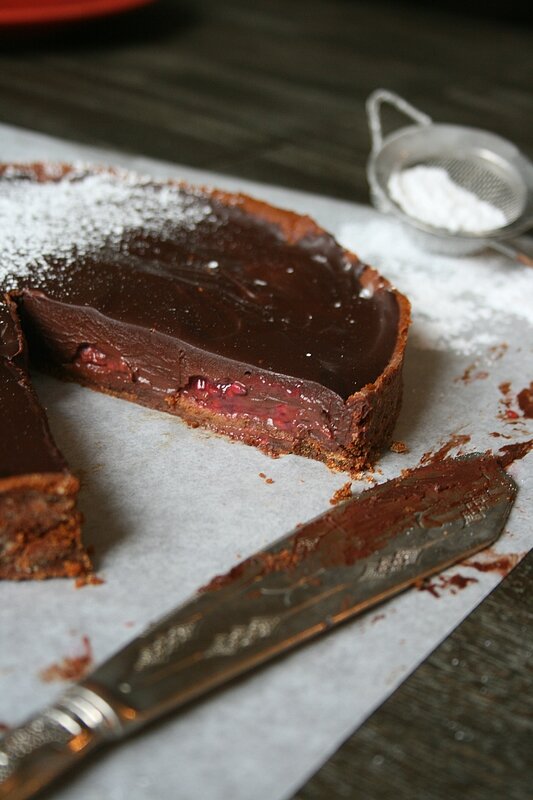 Tarte pain d'épices chocolat framboise 1