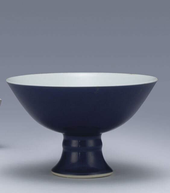 A Blue-Glazed Stembowl, Mark and Period of Yongzheng (1723-1735)