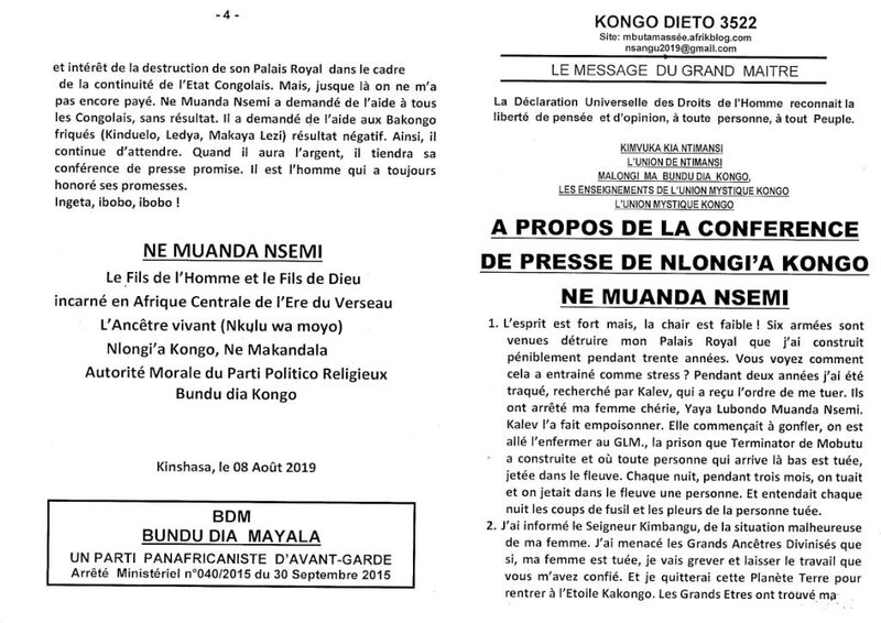 A PROPOS DE LA CONFERENCE DE PRESSE DE NLONGI'A KONGO NE MUANDA NSEMI a