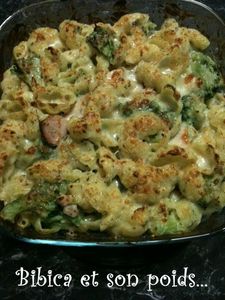 Gratin de pâtes au poulet et brocolis