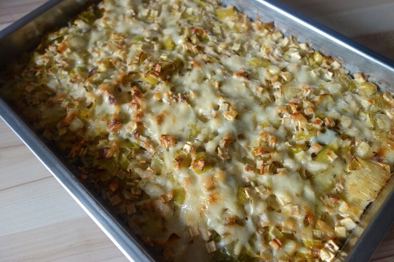 gratin de crozets aux poireaux et au beaufort