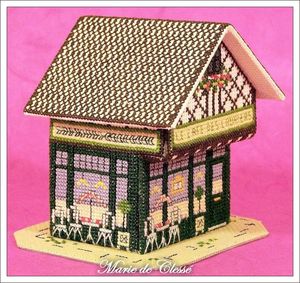 Broderie 3D Café des Lauriers 11x11x10cms