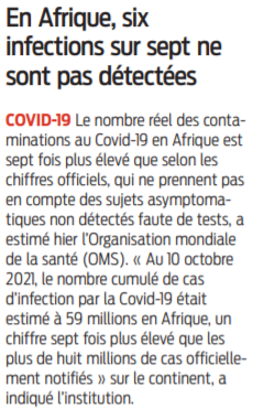 2021 10 15 SO En Afrique six infections sur sept ne sont pas détectées