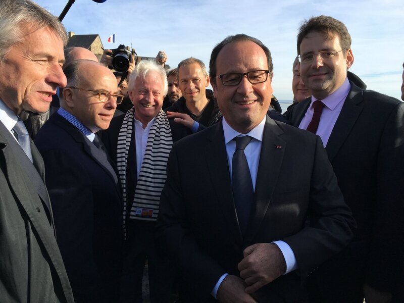 François Hollande Mont-Saint-Michel Bernard Cazeneuve François Dufour Laurent Beauvais Jean-Karl Deschamps 31 octobre 2015