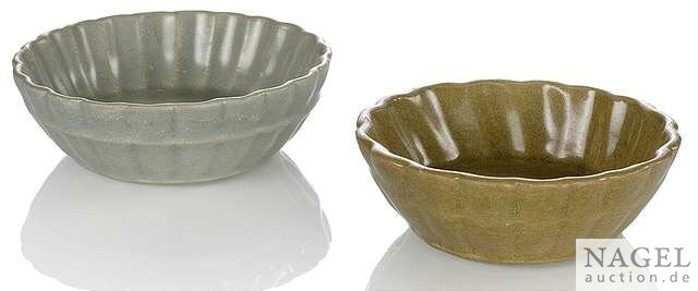 Two Longquan celadon-glazed blossom-shaped bowls, China, Song dynasty