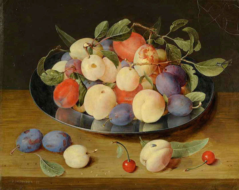 Jacob-van-Hulsdonck_flemishPlums-and-Peaches-on-a-Pewter-Plate-with-Plumsa-Peach-and-Cherries-on-a-Table_836-W